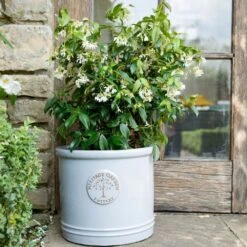 Woodlodge 38cm White / Cream Glazed Heritage Cylinder Pot -Outdoor Garden Care Store 5021346424430