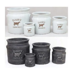 Woodlodge 23cm White Wash Dairy Milk Churn Pot 5 Woodlodge 23cm White Wash Dairy Milk Churn Pot -Outdoor Garden Care Store 5021346525953