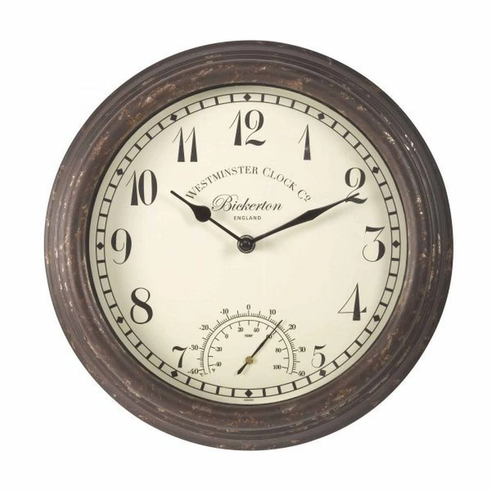 Outside In 12" Bickerton Wall Clock & Thermometer 3 Outside In 12" Bickerton Wall Clock & Thermometer