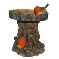 Vivid Arts 21cm Tree Trunk Bird Feeder With Robins - BC-TRTK-B