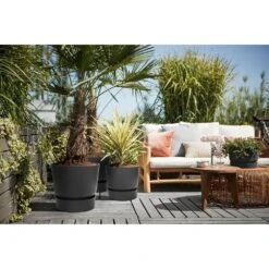 Elho 30cm Living Black Greenville Round Planter -Outdoor Garden Care Store 8711904332358 4