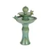 Lumineo 67cm Green Ceramic Two-Tier Bird Basin Water Fountain -Outdoor Garden Care Store 8720093393330